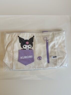 New Kuromi Canvas Tote with Lilac Pocket and Zip